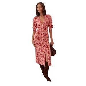 XL Grey State Anthropologie Printed Greta Dress Pink Floral Print Luxe Jersey